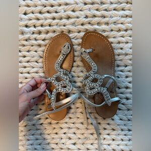 Leather & zirconia SNAKE 🐍 SANDALS handcrafted in Amalfi coast in Italy 38EU